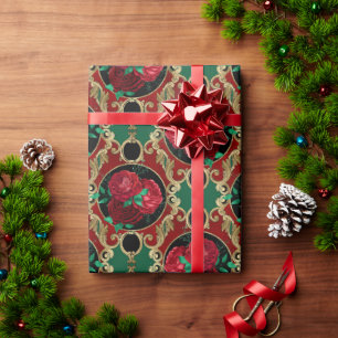 Elegant Floral Roses Holiday Wrapping Paper