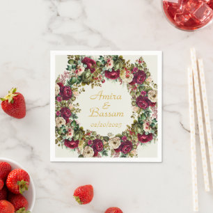 Elegant Floral Roses Islamic Wedding  Napkin