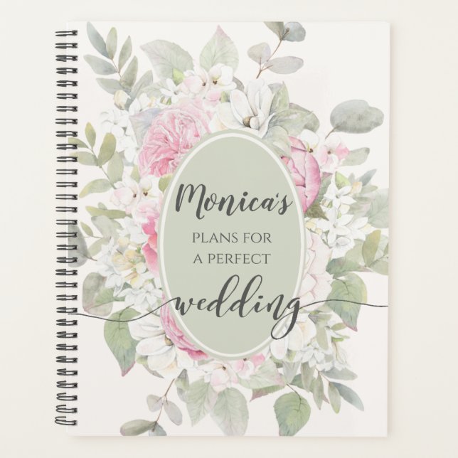 Elegant Floral Roses & Peonies Wedding Planner (Front)