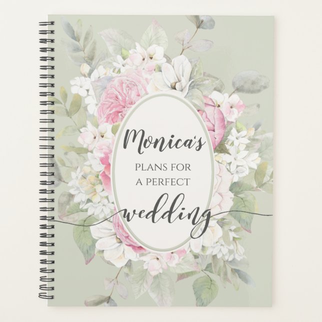 Elegant Floral Roses & Peonies Wedding Planner (Front)