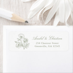 Elegant Floral Roses Sage Wedding Return Address
