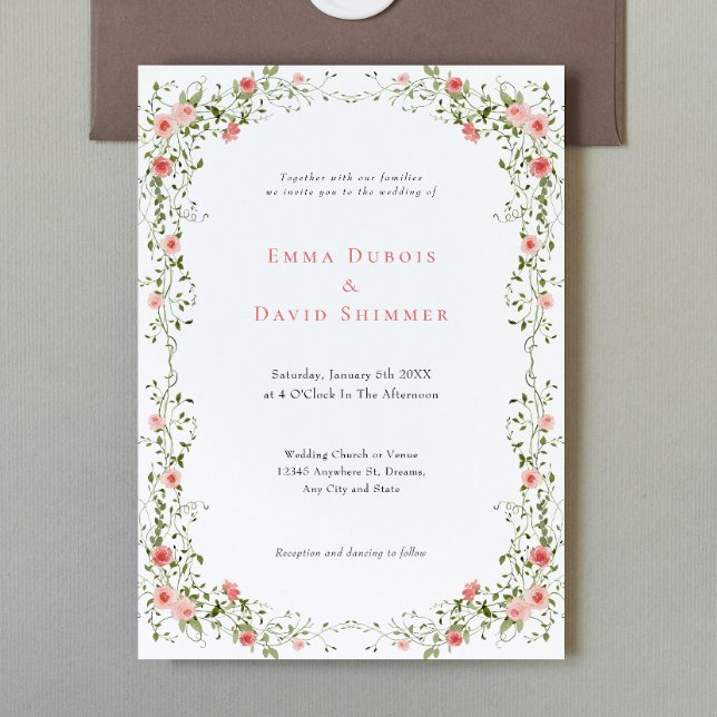 Elegant Floral Roses simple Script Wedding Invitation (Creator Uploaded)