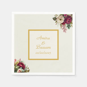 Elegant Floral Roses Wedding Napkin
