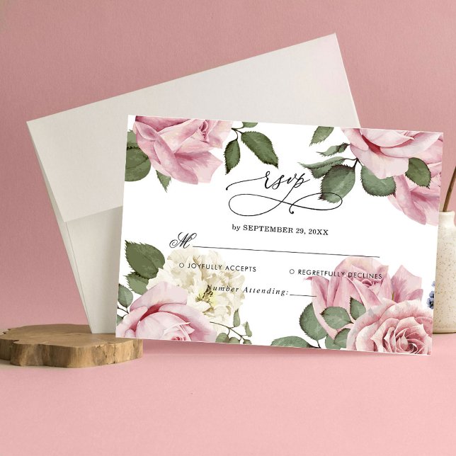 Elegant Floral Roses Wedding RSVP Card (Creator Uploaded)