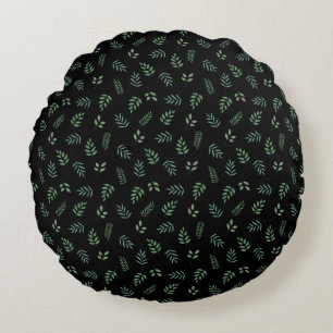 Elegant floral round pillow with black background