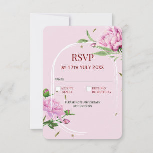 Elegant Floral RSVP Card in Soft Pink for Wedding