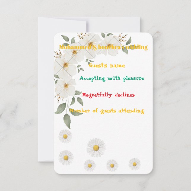 Elegant Floral RSVP Card – personalised widding  (Front)