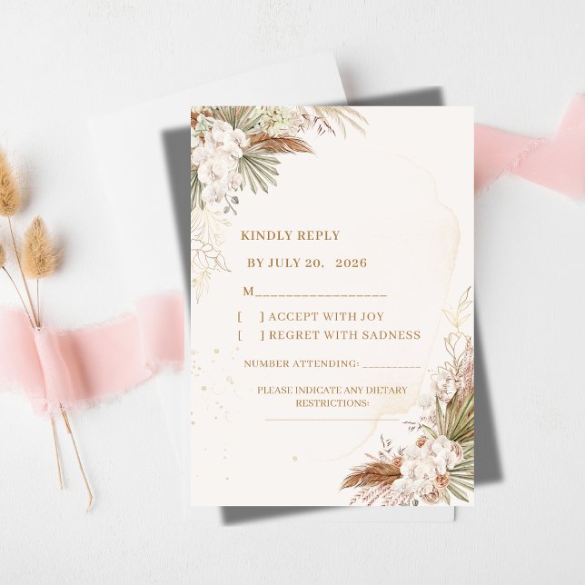 Elegant Floral RSVP Card | White Flowers & Gold  (Creator Uploaded)