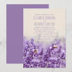 Elegant Floral Rustic Botanical Lavender Wedding Invitation