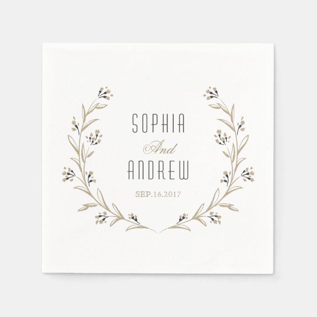 Elegant floral rustic country wedding monogram napkin (Front)
