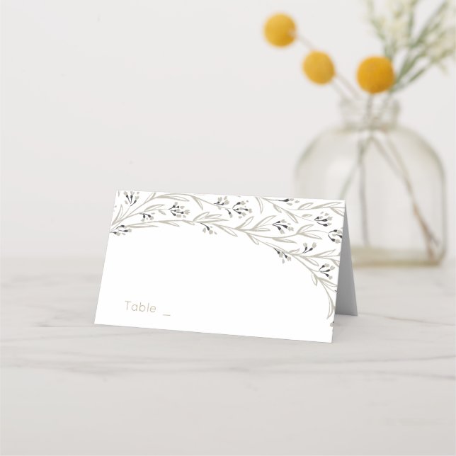 Elegant floral rustic country wedding place cards (Front)