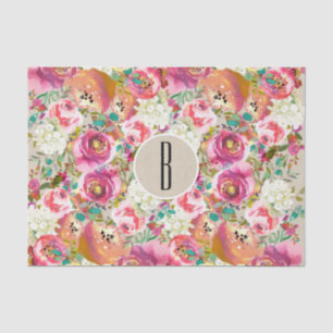 Elegant Floral Rustic Kraft Monogram Shabby Chic Tissue Paper