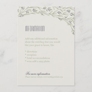 Elegant floral rustic wedding information card