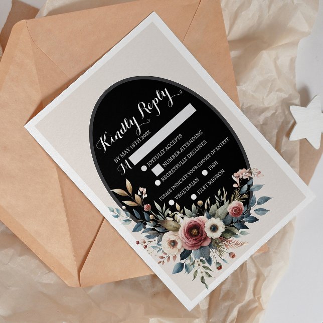 Elegant Floral Rustic Wedding RSVP Card (Elegant Floral Rustic Wedding RSVP Card)