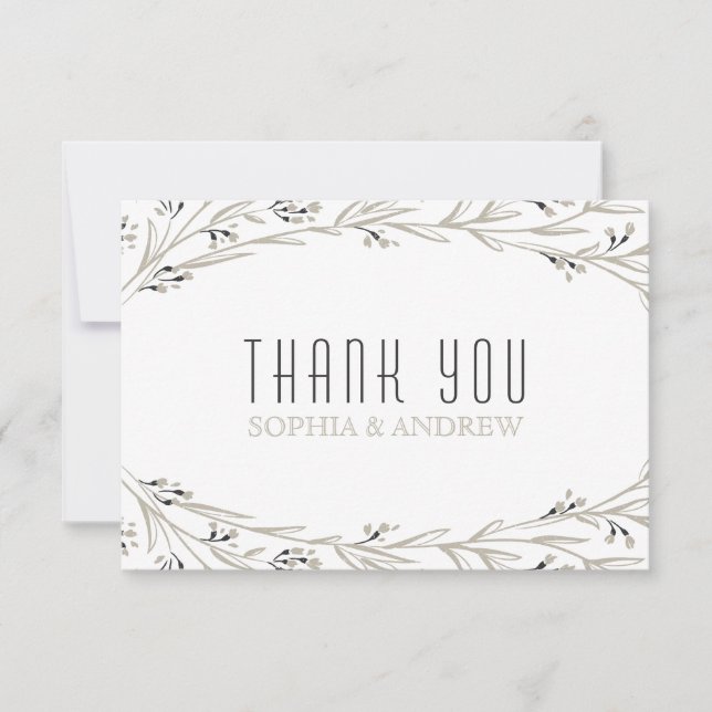 Elegant floral rustic wedding thank you card (Front)