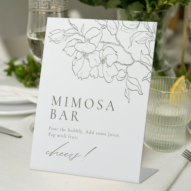 Elegant floral Sage Green Bridal Shower Mimosa Bar Pedestal Sign (Elegant floral Sage Green Bridal Shower Mimosa Bar Pedestal Sign)
