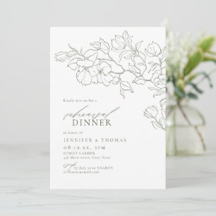 Elegant floral sage green rehearsal dinner invitation