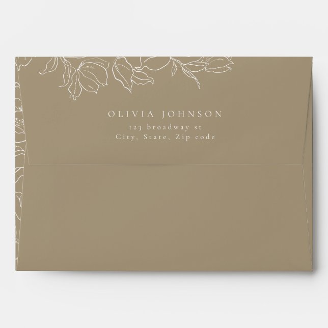 Elegant floral sage green Return Address Wedding Envelope (Back (Top Flap))