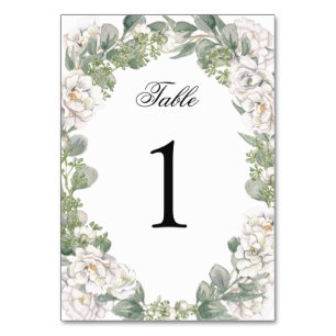 Elegant Floral Sage Green Table Number