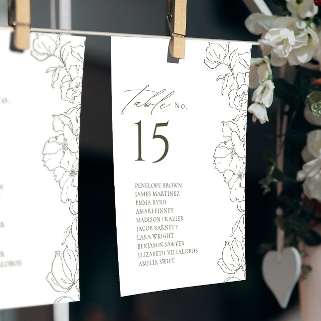  Elegant floral sage green table seating chart Invitation (Elegant floral sage green table seating chart)
