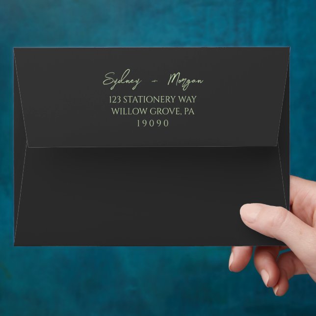 Elegant Floral  Sage Green Wedding Invitation  Envelope (Hand)