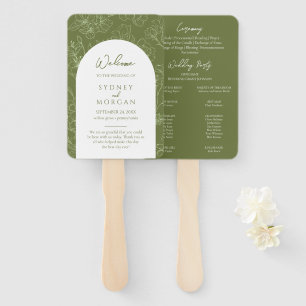 Elegant Floral Sage Green Wedding Program Fan