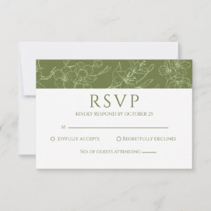 Elegant Floral Sage Green Wedding RSVP Card