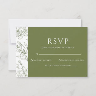 Elegant Floral Sage Green Wedding RSVP Card