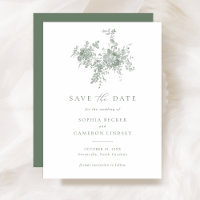 Elegant Floral Sage Green Wedding Save the Date