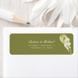 Elegant Floral Sage Green & White Wedding Address
