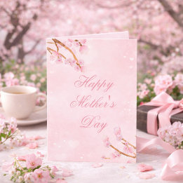 Elegant Floral Sakura Greeting for Mom Card