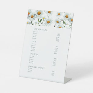 Elegant Floral Salon Price List Service Menu Pedestal Sign