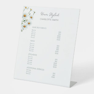 Elegant Floral   Salon Price List Service Menu Pedestal Sign