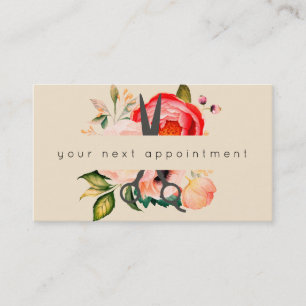 Elegant Floral Salon Scissors Logo Appointment Business Card