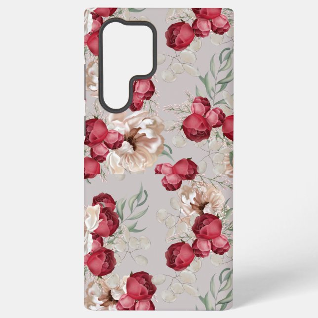 Elegant Floral Samsung Galaxy Case with Red Roses (Back)