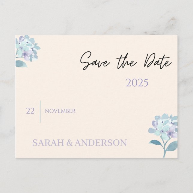 Elegant Floral Save the Date Card (Front)