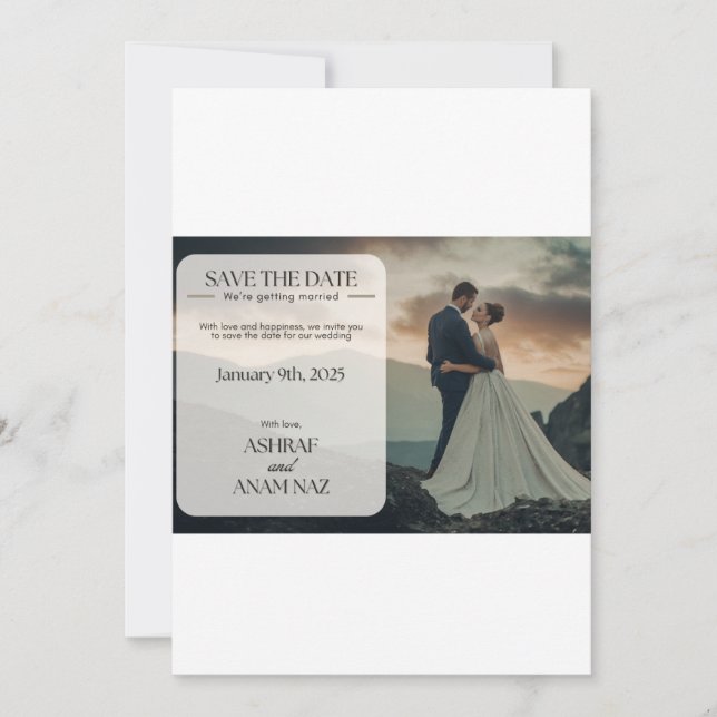 Elegant Floral Save the Date Card – Modern Wedding (Front)
