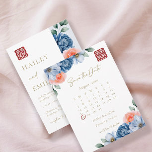 Elegant Floral Save The Date Chinese Wedding  Invitation