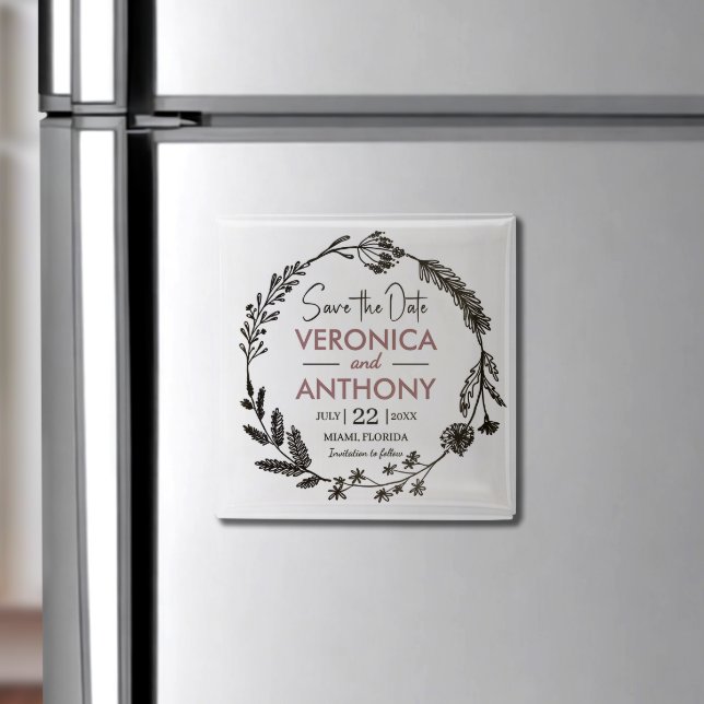 Elegant Floral Save The Date Magnet (Personalize this floral save the date magnet—easy to display and a perfect reminder for your guests!)