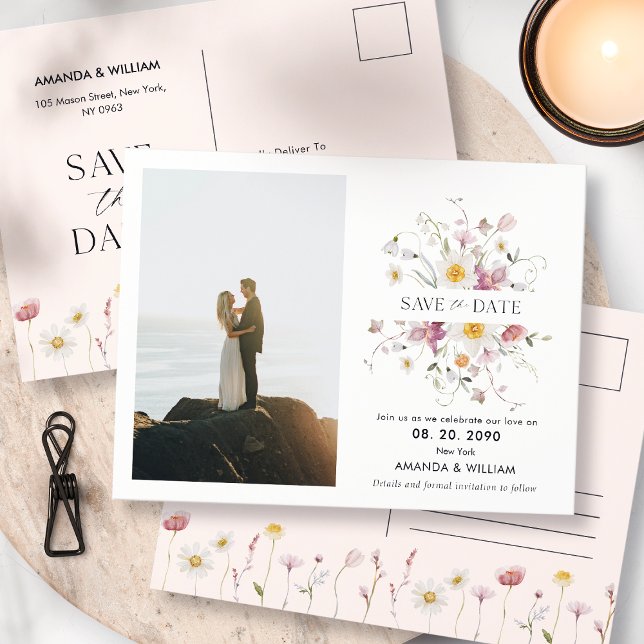 Elegant Floral Save The Date Postcard (Creator Uploaded)