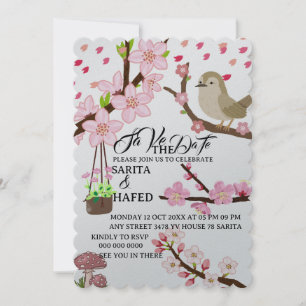 Elegant floral save the date template, wildflower 