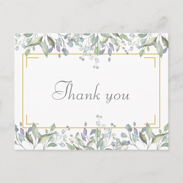 Elegant Floral Script Business Thank You Postcard (Front)