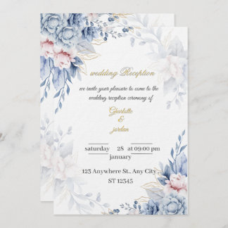 Elegant Floral Script  Personalized Wedding Card