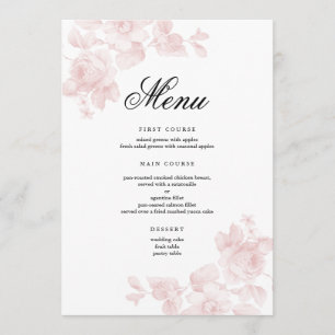 Elegant Floral Script Wedding Menu