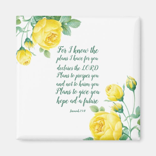 Elegant Floral Scripture 29:11  Magnet (Front)