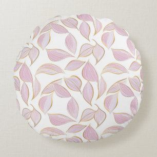 elegant floral seamless pattern with pink leaves  round cushion