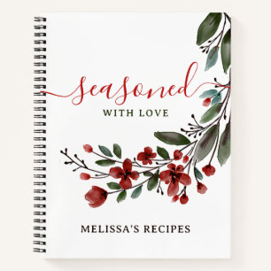 Elegant Floral Seasoned With Love Family Recipes Notebook