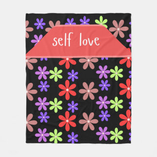 Elegant Floral Self Love Aesthetic Spiral Notebook Fleece Blanket