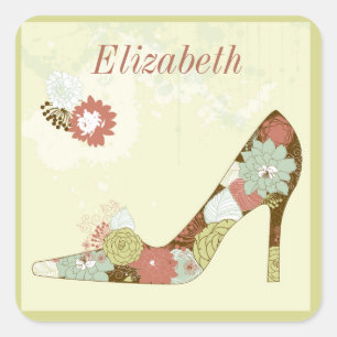 Elegant Floral Shoes Square Sticker