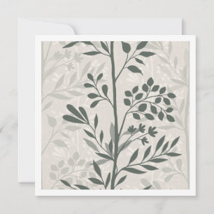 Elegant Floral Silhouette in Olive Green Art Card